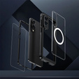 Puzdro pre Samsung Galaxy S25 Edge, Shockproof, so sklom, pre MagSafe, čierne