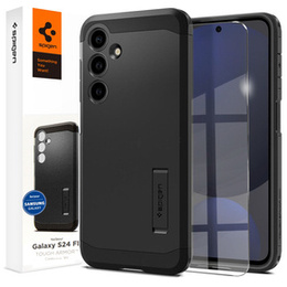 Puzdro Spigen pre Samsung Galaxy S24 FE, Tough Armor Mag MagSafe, čierne + tvrdené sklo 9H