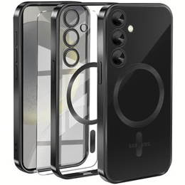 Puzdro pre Samsung Galaxy S24+ Plus, Electro MagSafe, čierne + sklo na displej
