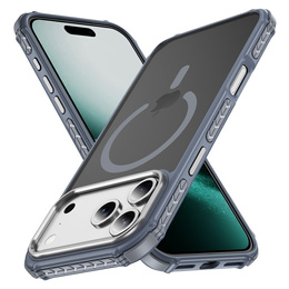 Matné puzdro pre iPhone 17 Pro Max, pancierované, pre MagSafe, dymové so sivými stranami