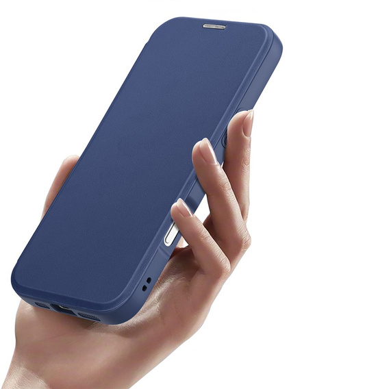 Puzdro Dux Ducis pre iPhone 17 Pro, Skin X Pro, s chlopňou, pre MagSafe, tmavomodré