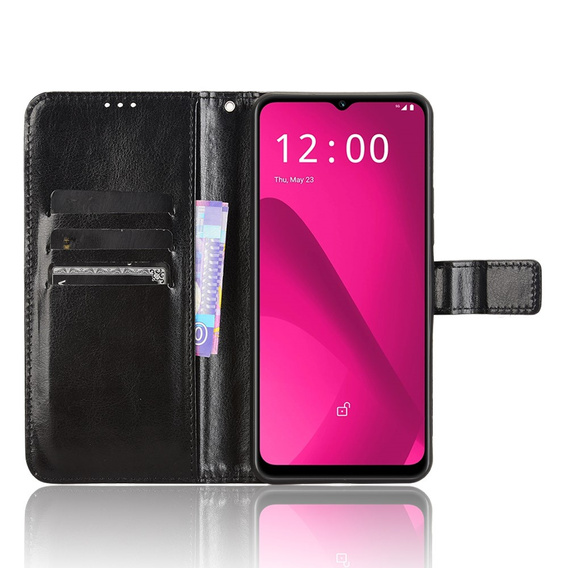 Klapkové puzdro pre T Phone 2 5G, Crazy Horse Wallet, čierne