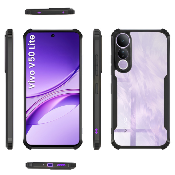 Obal na mobil pre Vivo V50 Lite 4G / 5G, AntiDrop Hybrid, čierne
