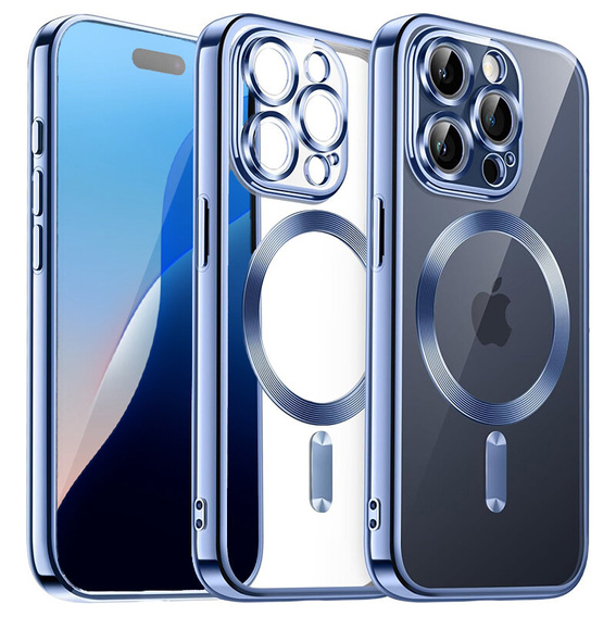 Puzdro pre iPhone 16 Pro Max, Electro MagSafe, modré + sklo na displej