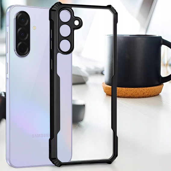 Puzdro pre Samsung Galaxy A36, AntiDrop Hybrid, čierne + tvrdené sklo 9H