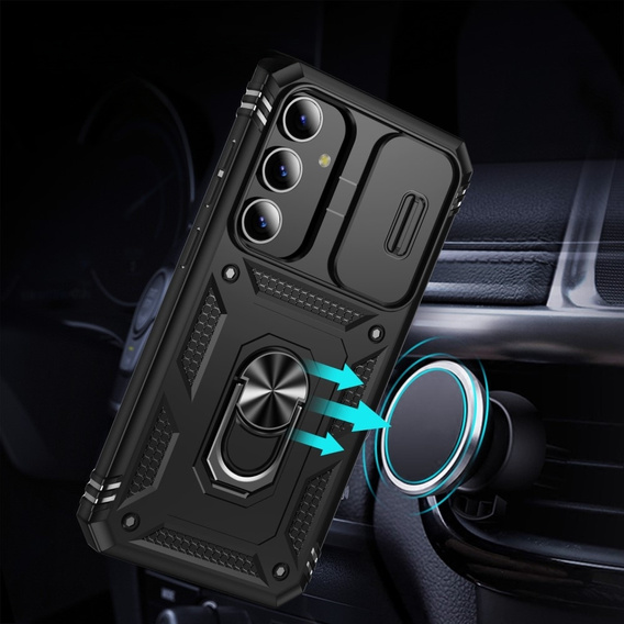 Obal na mobil pre Samsung Galaxy S24+ Plus, CamShield Slide, čierne