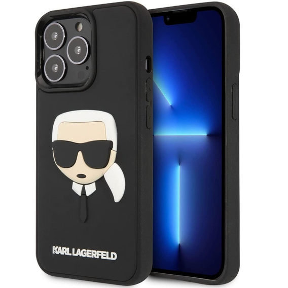 Karl Lagerfeld Obal na mobil pre iPhone 13 Pro, 3D Rubber Karl's Head, čierne