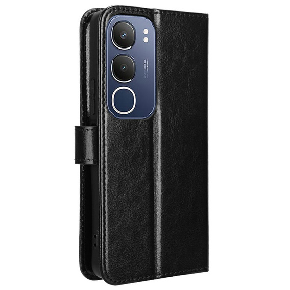Klapkové puzdro pre Vivo Y19s, Crazy Horse Wallet, čierne