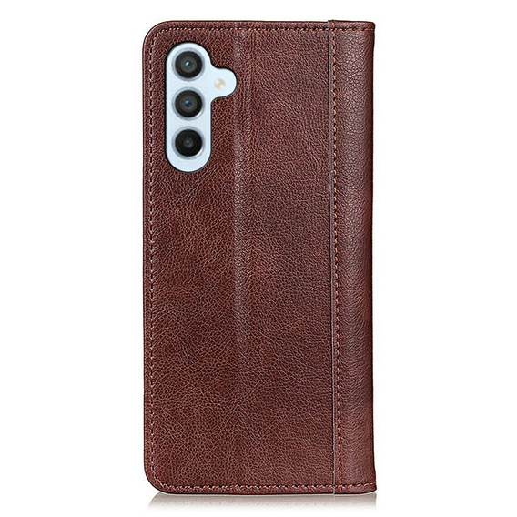 Obal na mobil pre Samsung Galaxy A56, Wallet Litchi Leather, hnedé