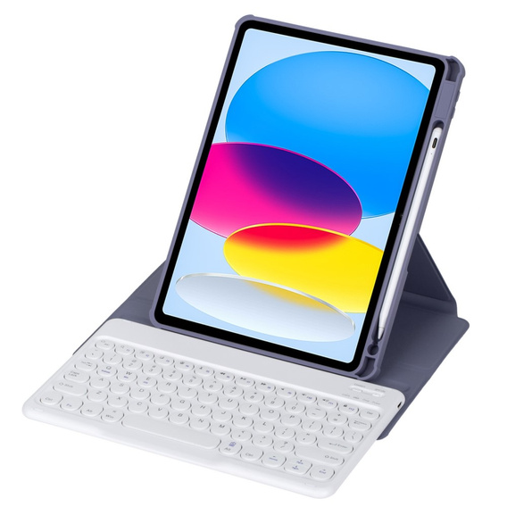 Puzdro s klávesnicou pre iPad 11" 2025 A16 (11 gen.) / iPad 10.9" 2022 (10 gen.), Rotary 360° Leather, fialové
