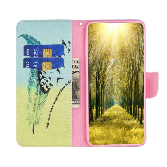 Klapkové puzdro pre Nokia C12 4G, Wallet, feather, modré