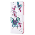 Klapkové puzdro pre Xiaomi 13 Lite, Wallet, butterfly & flowers, biele