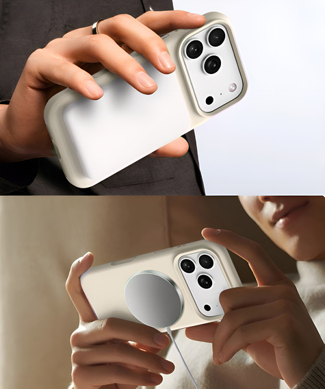 Silikónové puzdro pre iPhone 17 Pro Max - kompatibilné s MagSafe, proti nárazom, béžové