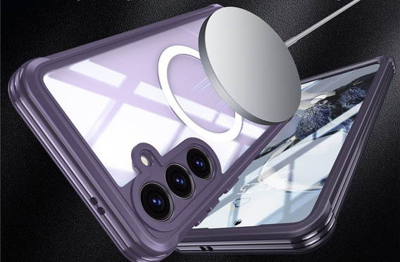 Puzdro pre Samsung Galaxy S25 FE, Shockproof, so sklom, pre MagSafe, fialové