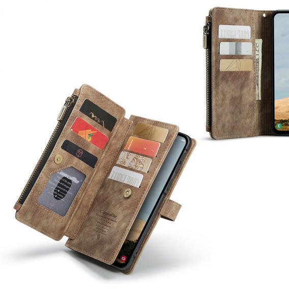 CASEME puzdro pre Samsung Galaxy A56 5G, Leather Wallet Cash and Card Slots, s remienkom, hnedé
