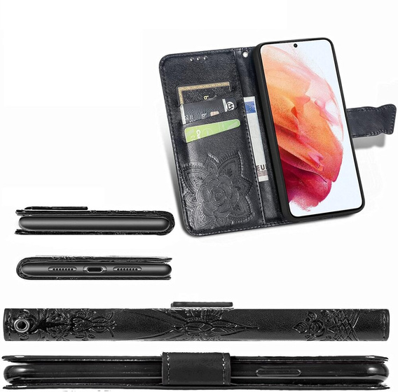 Klapkové puzdro pre Motorola Moto E14, Butterfly, čierne