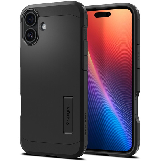 Puzdro Spigen pre iPhone 16 Plus, Tough Armor Mag MagSafe, čierne + tvrdené sklo 9H
