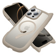 Puzdro pre iPhone 16 Pro Max, pre MagSafe, Cute Cat, sivé + sklo na displej