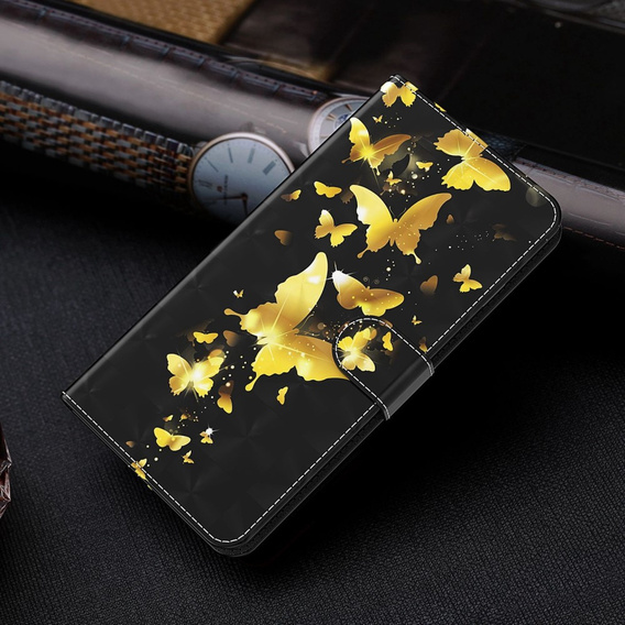 Klapkové puzdro pre Oppo A17, Wallet, Butterflies zlaté