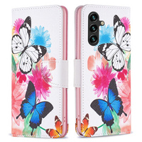 Klapkové puzdro pre Samsung Galaxy A35 5G, Wallet, Butterflies biele