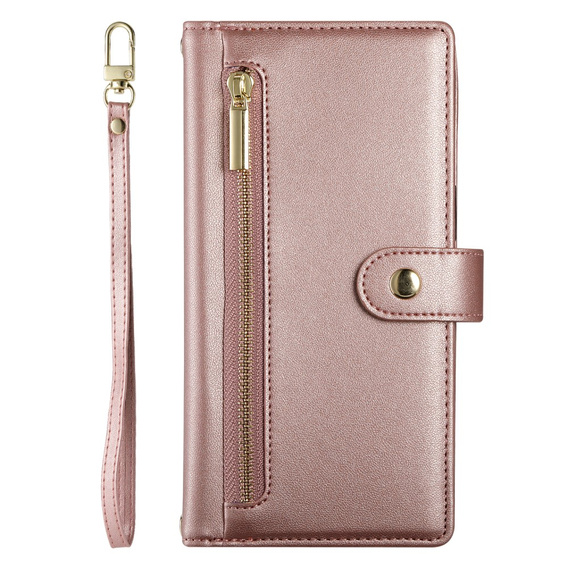 Klapkové puzdro pre Honor Magic 7 Lite, Wallet Zipper Pocket, ružové
