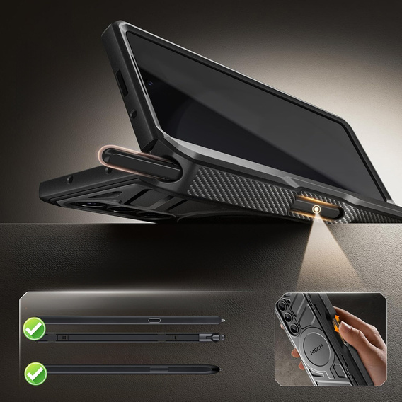 Puzdro pre Samsung Galaxy S24 Ultra, séria Tongate MECH so stojanom, čierne