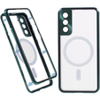 Magnetické puzdro Dual Glass MagSafe pre Samsung Galaxy S21+ Plus, zelený