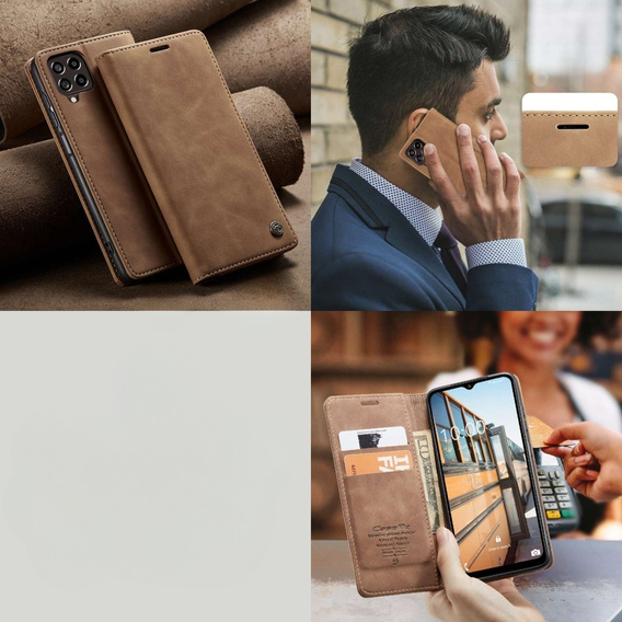 CASEME puzdro pre Samsung Galaxy M33 5G, Leather Wallet Case, hnedé