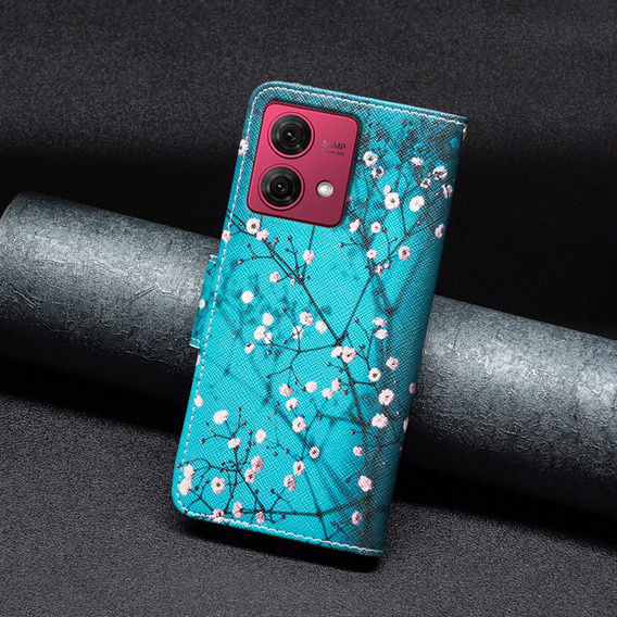 Klapkové puzdro pre Motorola Moto G84 5G, Wallet, sakura, modré