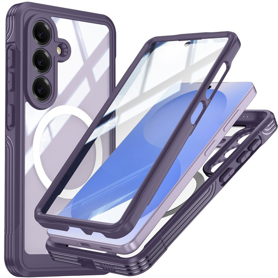 Odolné puzdro so sklom, pre MagSafe pre Samsung Galaxy S26, fialové