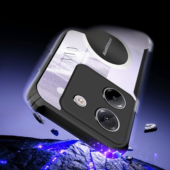 Puzdro pre Xiaomi Poco M7 Pro 5G, s magnetickým štítkom, transparentné / čierne