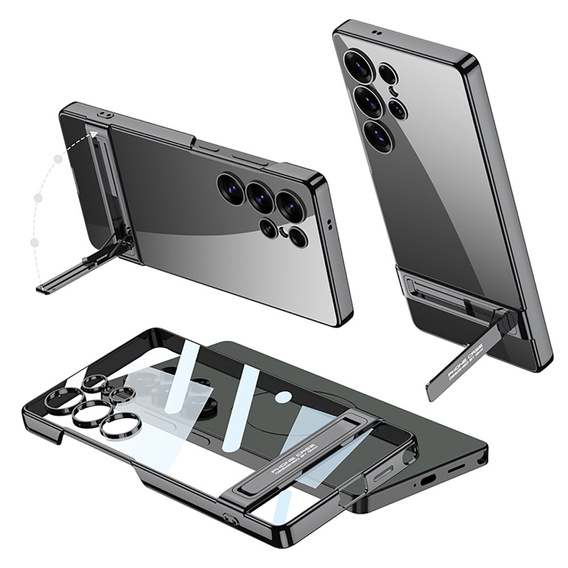 Puzdro pre Samsung Galaxy S25 Ultra, GKK Kickstand Hard Case, čierne