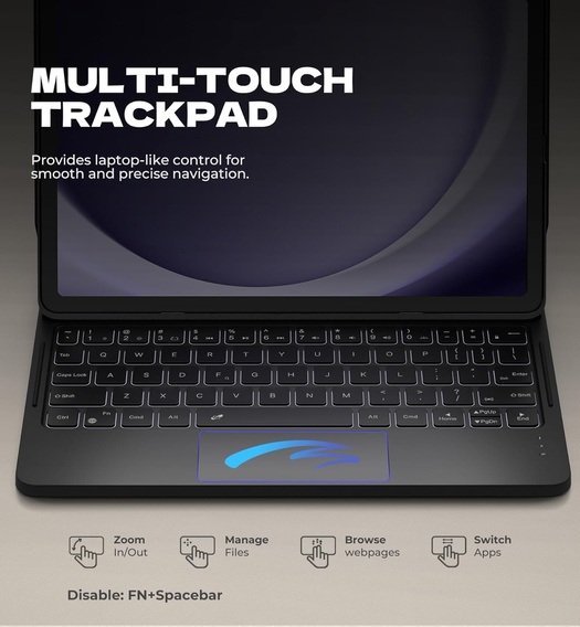 Magnetické puzdro Dexnor s klávesnicou a touchpadom pre Samsung Galaxy Tab A9+