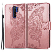 Klapkové puzdro pre Xiaomi Redmi 9, Butterfly, ružové rose gold