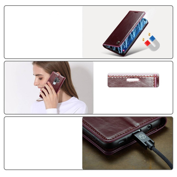 CASEME flipové puzdro pre Samsung Galaxy S9+ Plus, Waxy Textured, červené