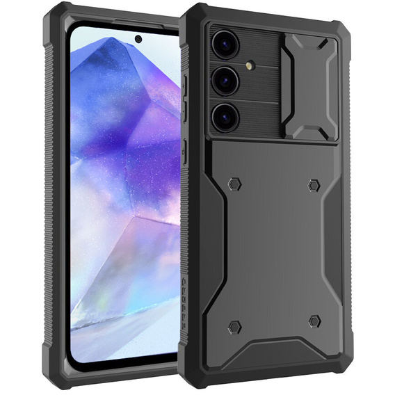 Puzdro pre Samsung Galaxy A55, ERBORD Rugged Case, čierne (dva rámčeky)