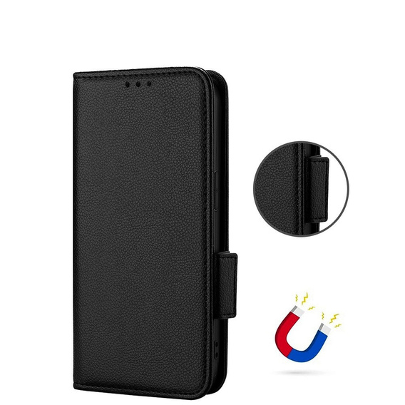 Obal na mobil pre HTC U24 Pro 5G, Wallet Litchi Leather, čierne