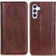 Obal na mobil pre Samsung Galaxy S24, Wallet Litchi Leather, hnedé