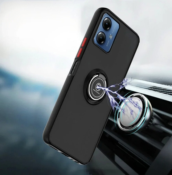 Puzdro pre Motorola Moto E14, Frosted Ring, čierne