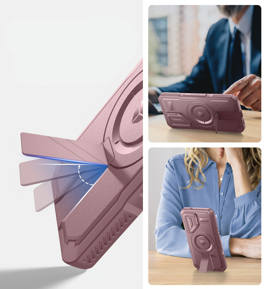 Obrnené puzdro pre Samsung Galaxy S25, Dexnor CamProtect MagSafe, ružové (dva rámčeky)