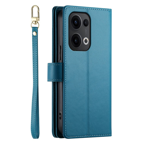 Klapkové puzdro pre Oppo Reno 13 5G, Wallet Zipper Pocket, modré