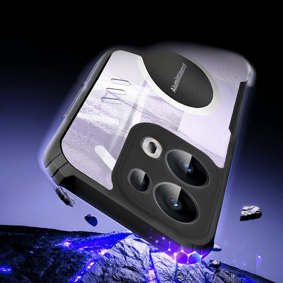 Puzdro pre Oppo Reno 13 Pro, s magnetickým štítkom, transparentné / čierne