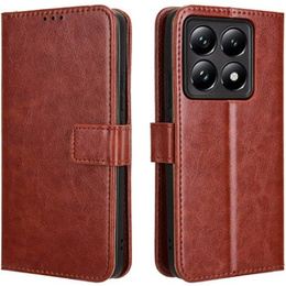 Klapkové puzdro pre Xiaomi 14T Pro, Crazy Horse Wallet, hnedé