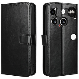 Klapkové puzdro pre Nothing Phone 3 5G, Crazy Horse Wallet, čierne