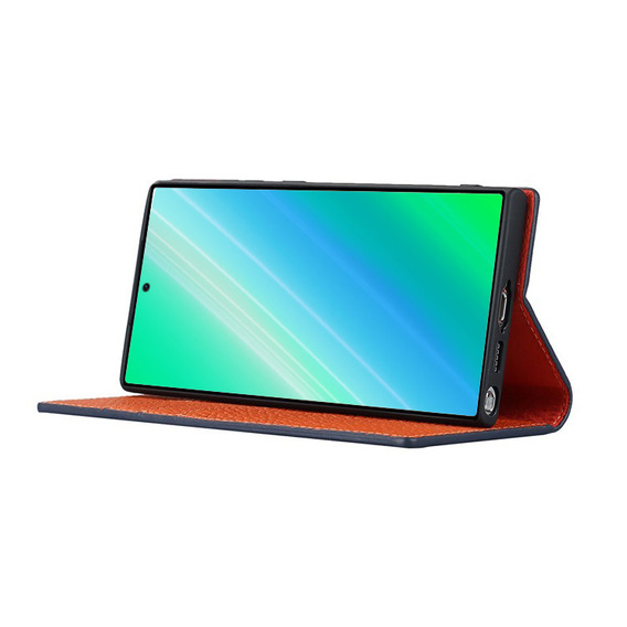 Kožené puzdro pre Samsung Galaxy S23 Plus, ERBORD Grain Leather, námornícky modrý