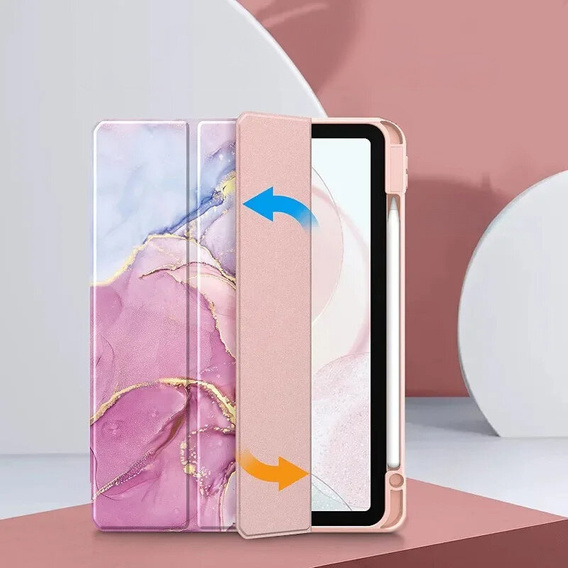 Puzdro pre iPad 10.9" 2022 (10 gen.), Smartcase Hybrid, so slotom na stylus, Marble ružové