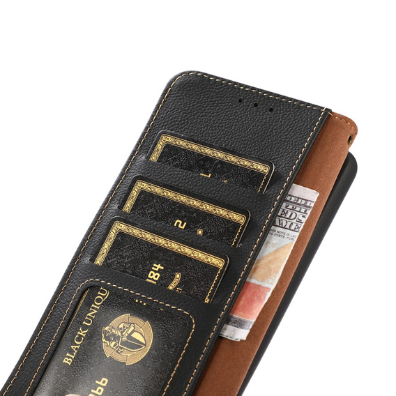 KHAZNEH RFID puzdro pre Xiaomi 13T / 13T Pro, Litchi Texture, čierne