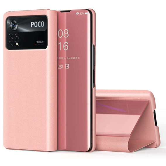 Obal na mobil pre Xiaomi Poco X4 Pro 5G, Clear View, ružové rose gold