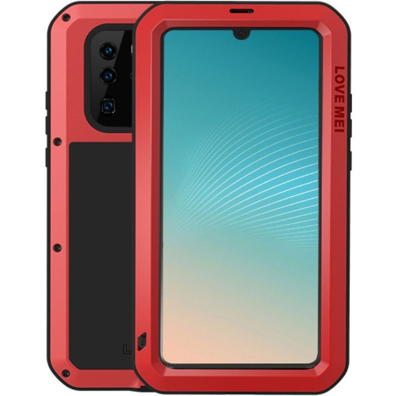 Love Mei Obal na mobil pre Huawei P30 Pro, armored with glass, červené / čierne