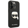 Karl Lagerfeld Obal na mobil pre iPhone 14 Pro Max, Saffiano Karl's Head Patch, čierne